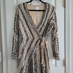 ASOS DESIGN Embellished Mini Dress with Tie Detail